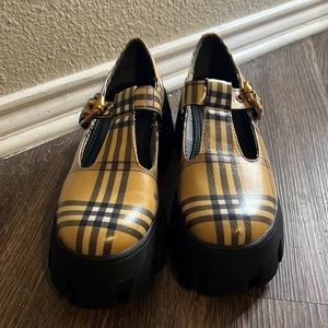 Plaid Mary Janes Lugged Sole
